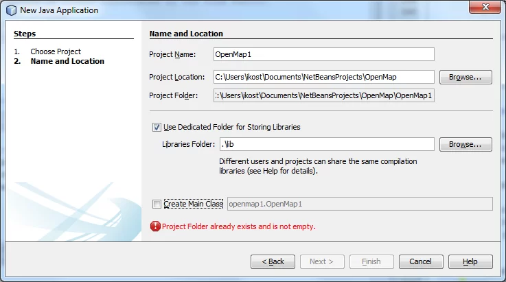 FFigure 4: Provide a Project name and location