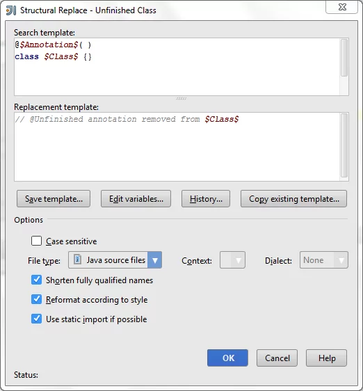 idea14-step09-customTemplate-UnfinishedClass