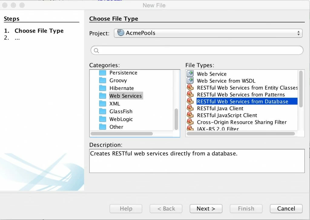 Figure 1: Creating RESTful Web Services from Database