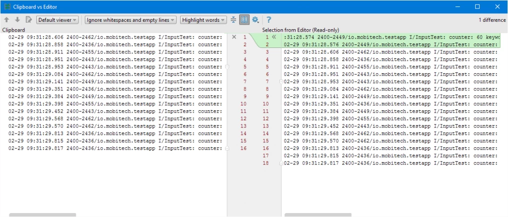 Android Studio Diff tool