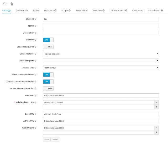 Settings for the kie client