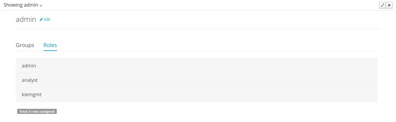 Viewing the admin user