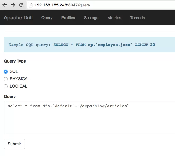 apache-drill-query-options