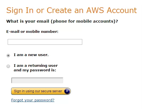 Amazon S3 sign in