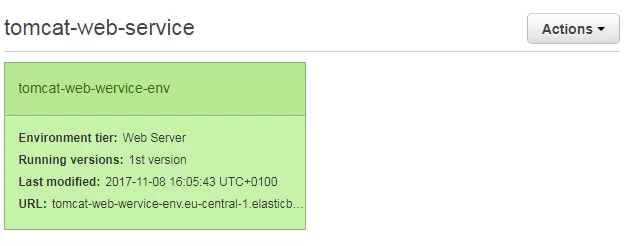 Amazon Elastic Beanstalk tomcat web service dashboard environment