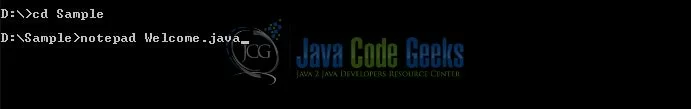 Fig. 4: Creating a Java file using Notepad