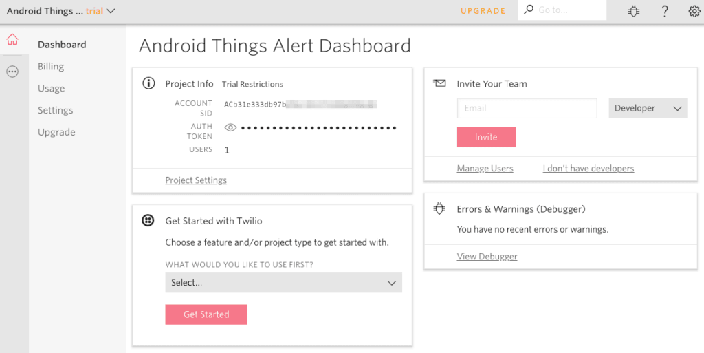 SMS notification system twilio dashboard
