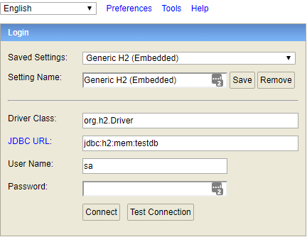 H2 InMemory Database