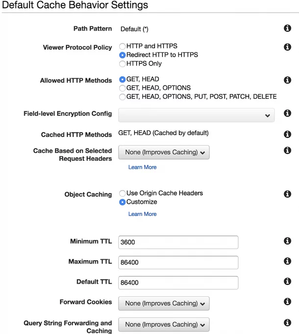 Dynamic Content Caching - Cache Behavior Settings
