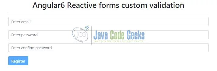Angular 6 Reactive Forms Validation - Welcome Page