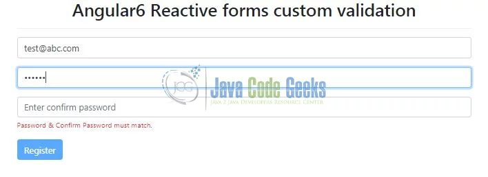 Angular 6 Reactive Forms Validation - Error Message