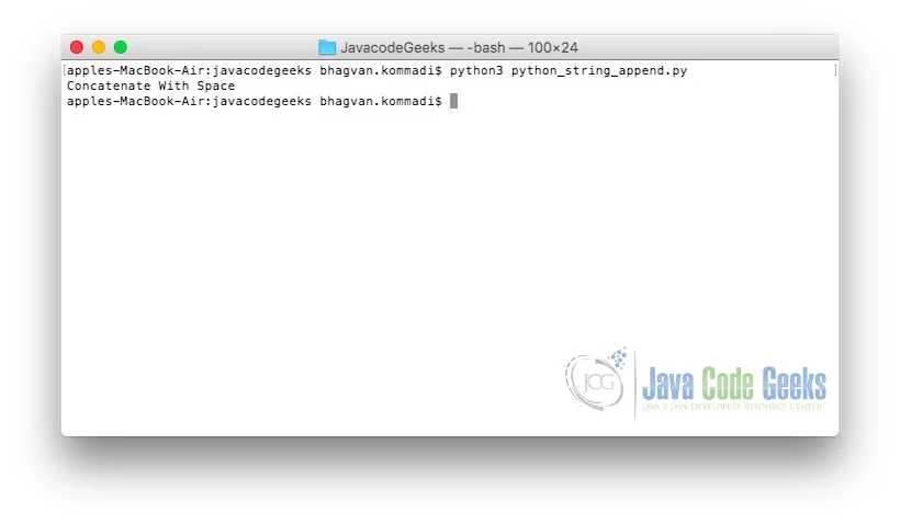 Python String Append - concatenate with space