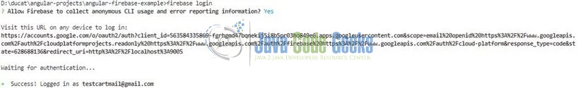 Fig. 4: Login to Firebase account