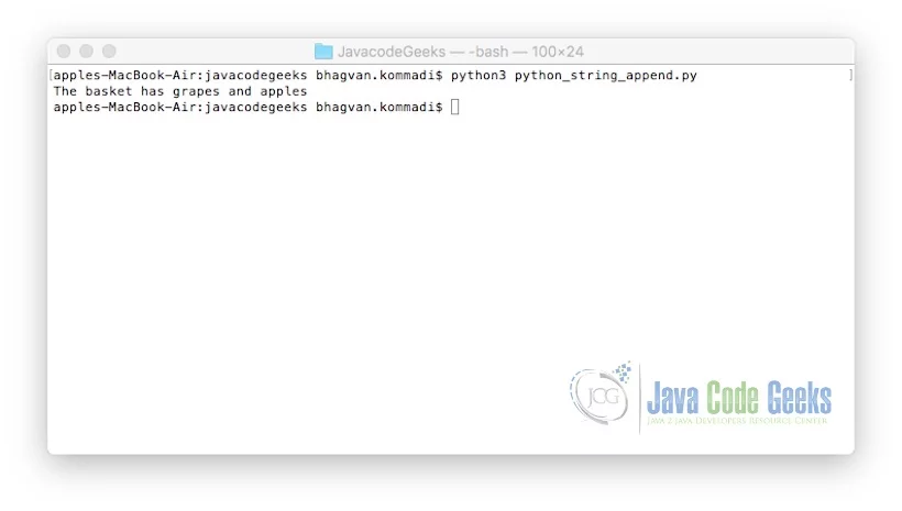 Python String Append - % operator