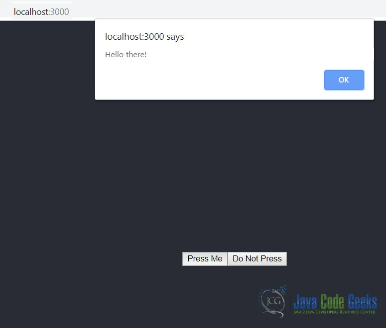 ReactJS Event Listener - Project Output