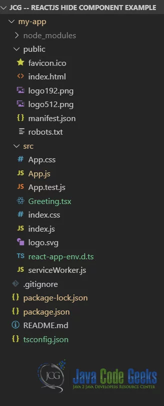 ReactJS Hide Component - Project Structure