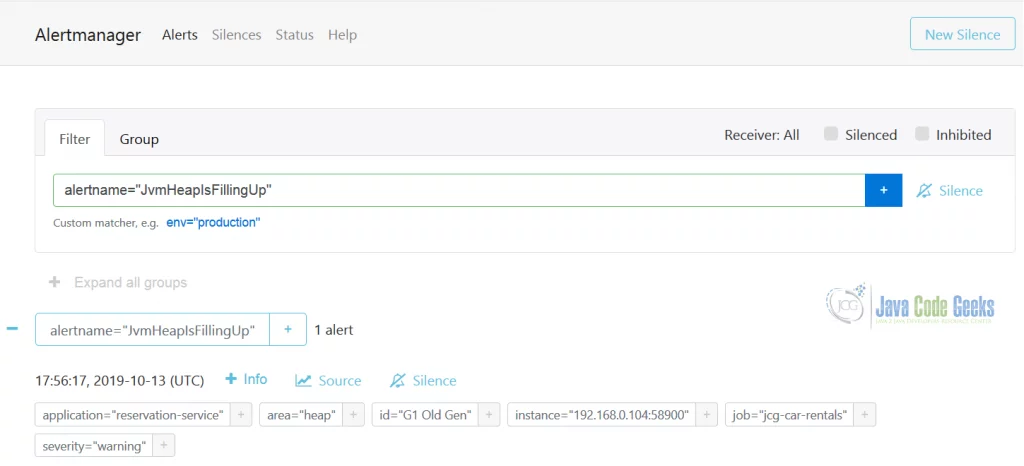 Monitoring and Alerting - Triggered Alert in AlertManager