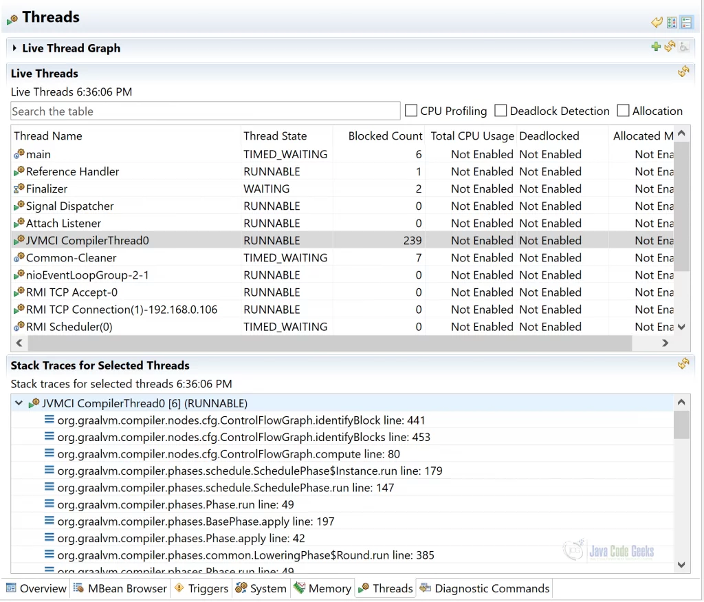 GraalVM for JVM - JVMCI Compiler threads and GraalVM compiler in stack traces