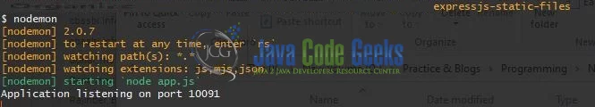 Express.js static files - launch the app