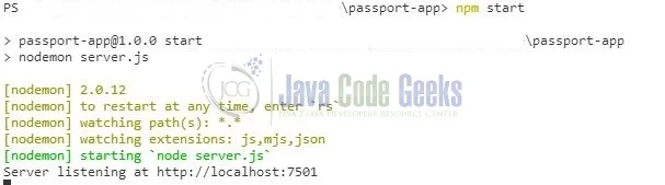 Passport in Node.js - starting the app