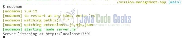 Node.js session - start the app