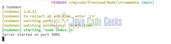 Writable Streams in Node.js - starting the app
