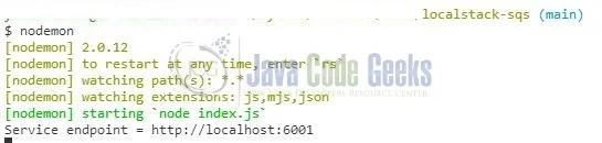 LocalStack SQS Node.js - app run