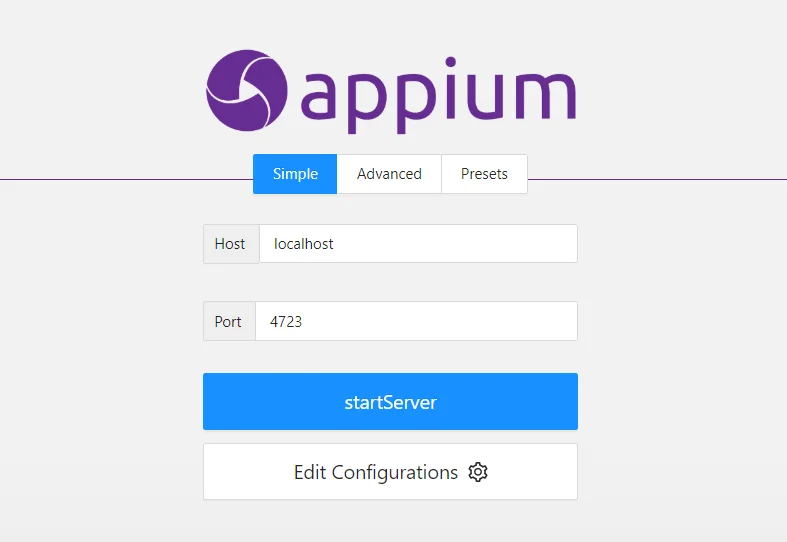 Appium Server UI