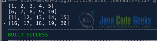 Fig 1: Output from Partition List example