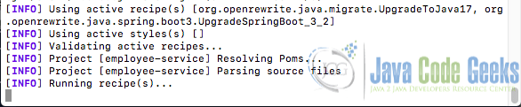 Fig 1. Output of using open-rewrite to migrate spring security from 5 to 6