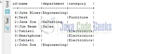 Spring JPA Like Query Example: Sample data for example