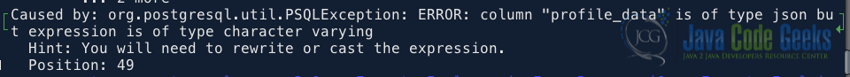 jpa postgresql json type mismatch error