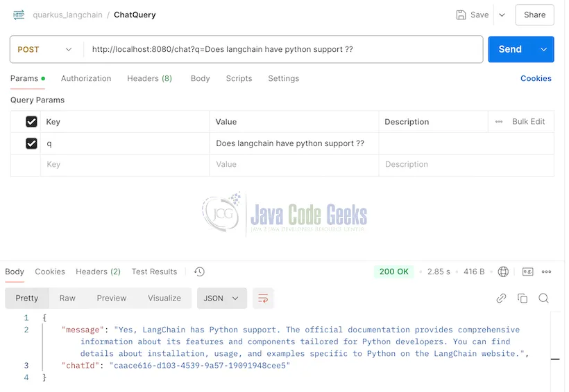 Chat query - Quarkus
java quarkus langchain4j