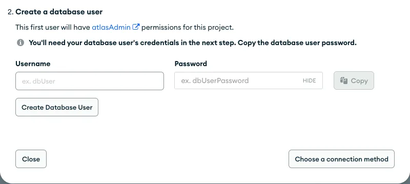 mongodb atlas create database user