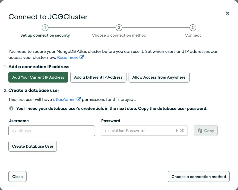mongodb atlas add IP address
