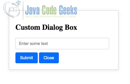 Screenshot of a custom dialog box - Java Selenium handling alerts and popups.