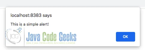 Screenshot of a simple alert - Java Selenium handling alerts and popups.