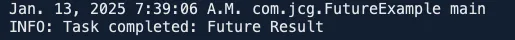 Example screenshot showing the output of transforming a Java Future into a CompletableFuture