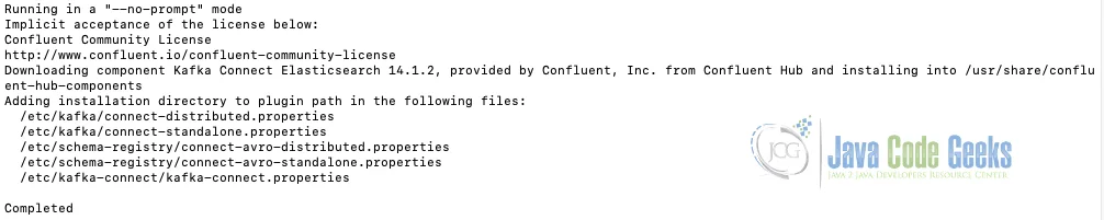 java kafka connector sink elasticsearch installation output