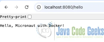 java micronaut docker example output