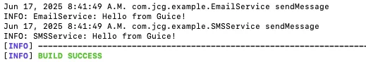 Screenshot showing the output for Guice @Provides vs Provider classes comparison