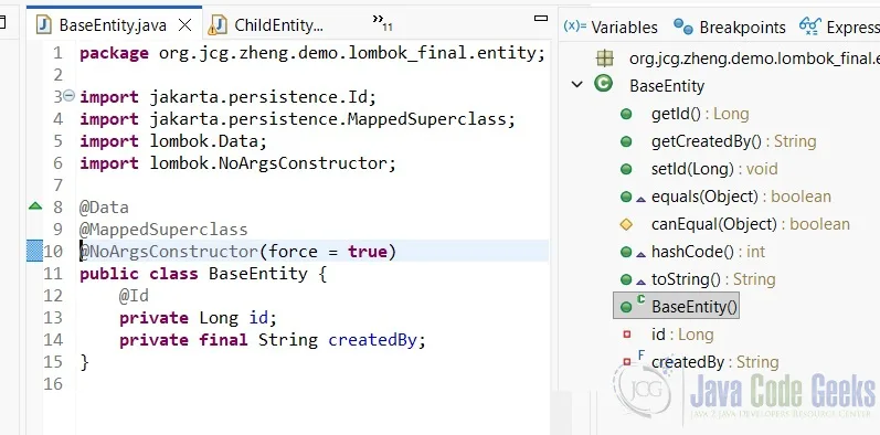 default constructor in base class