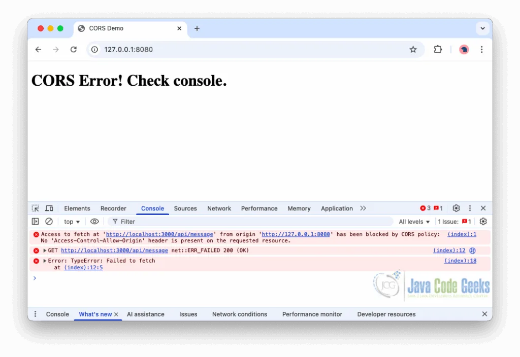 Example screenshot – How to fix cross origin errors and resolve CORS policy issues