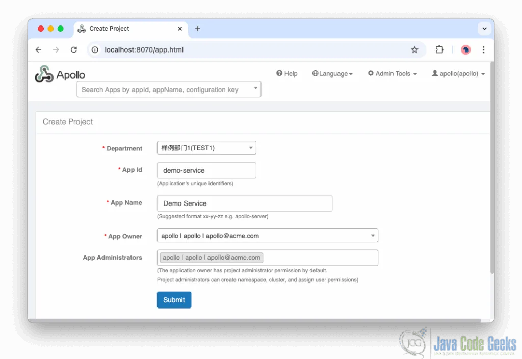 create apollo project