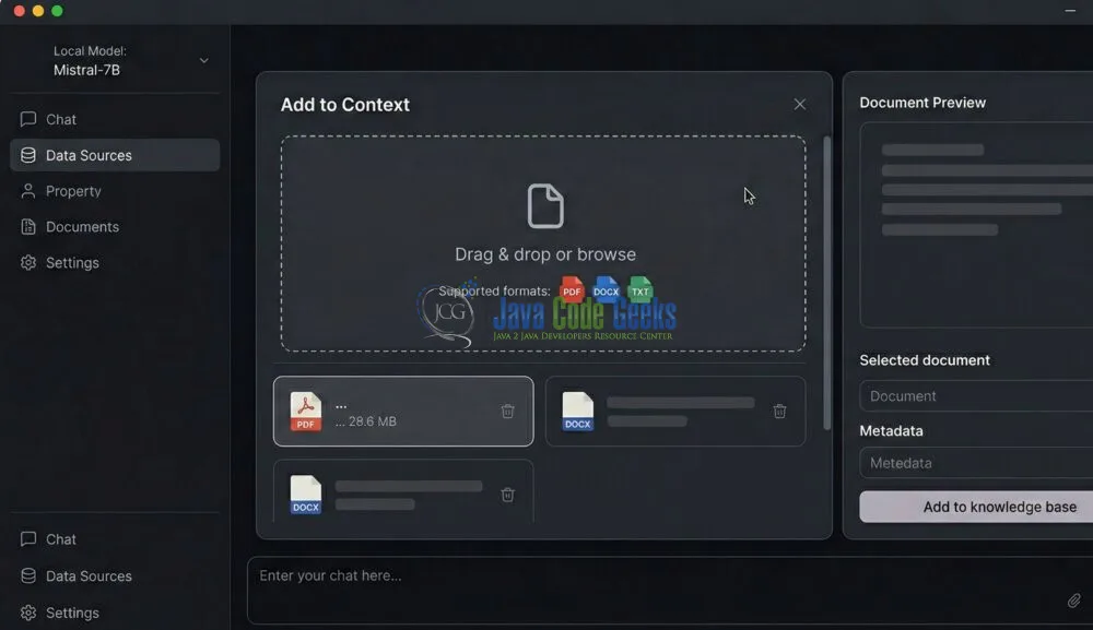 Fig. 4: Uploading a document to a local LLM UI