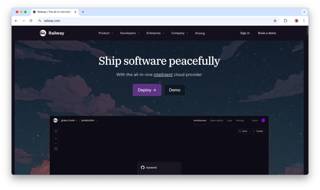 Railway homepage - heroku alternative for depolyment