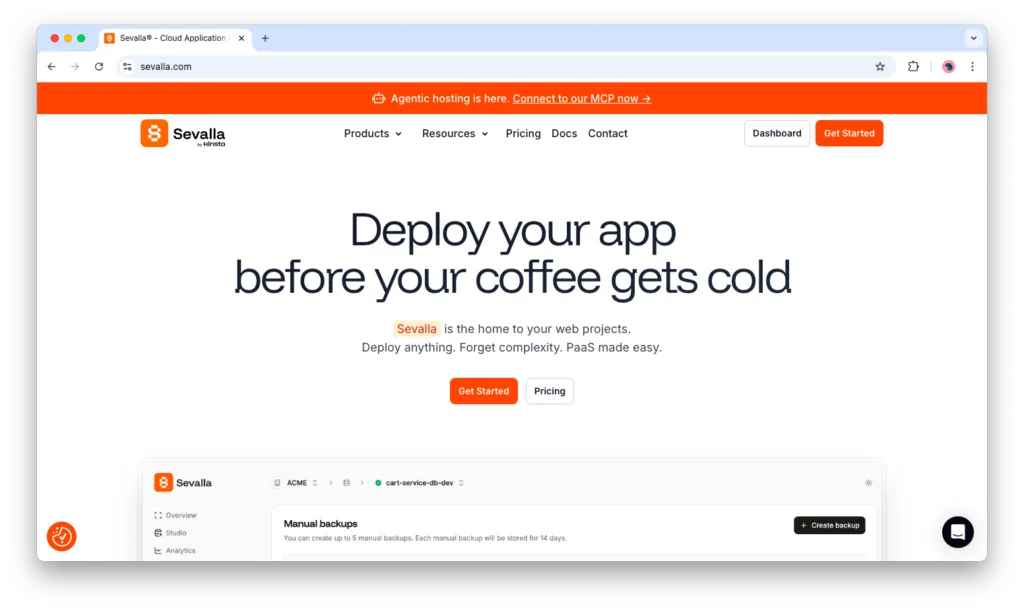 Sevalla homepage - heroku alternative for depolyment